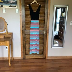 NWT Gilli Juri Maxi Dress Black w/ Stripes Medium